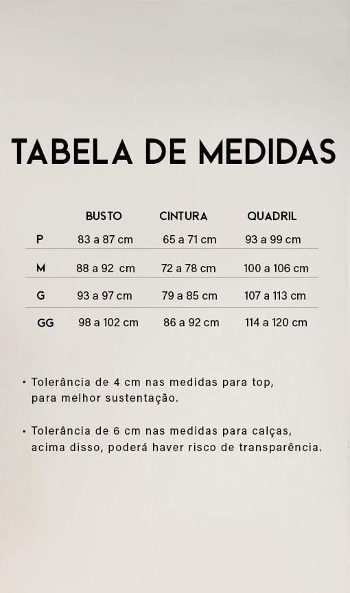 Tabela de medidas