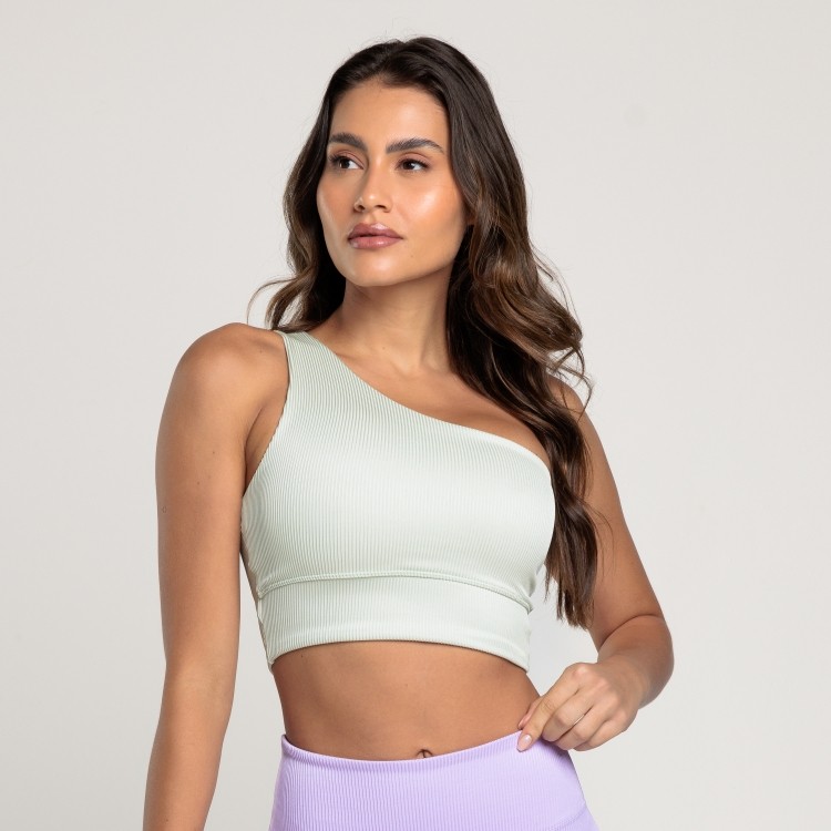 Top verde menta rib shoulder